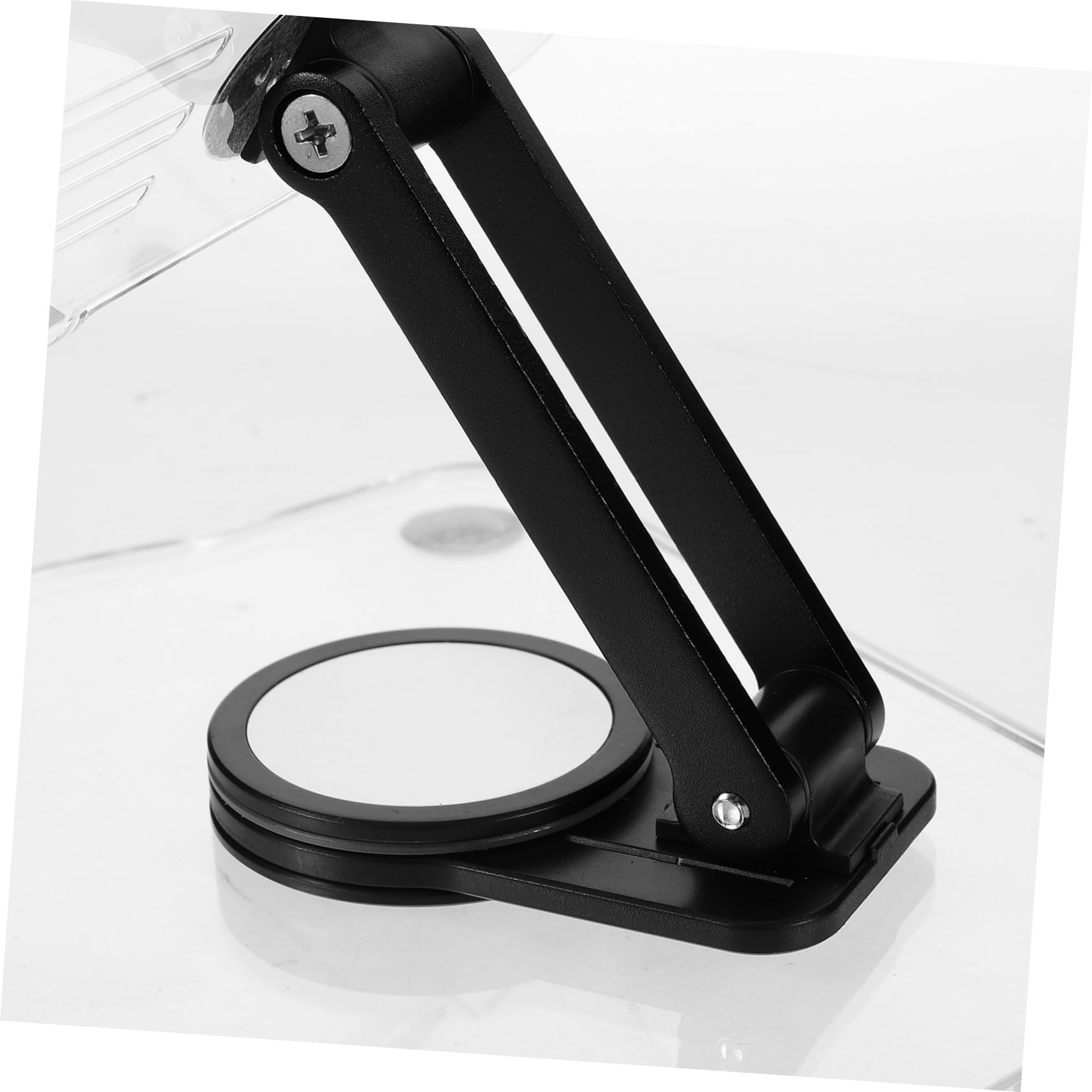 Soporte para Tableta de Escritorio Giratorio y Plegable de Acrílico Negro, Práctico y Estable para Tabletas y Dispositivos