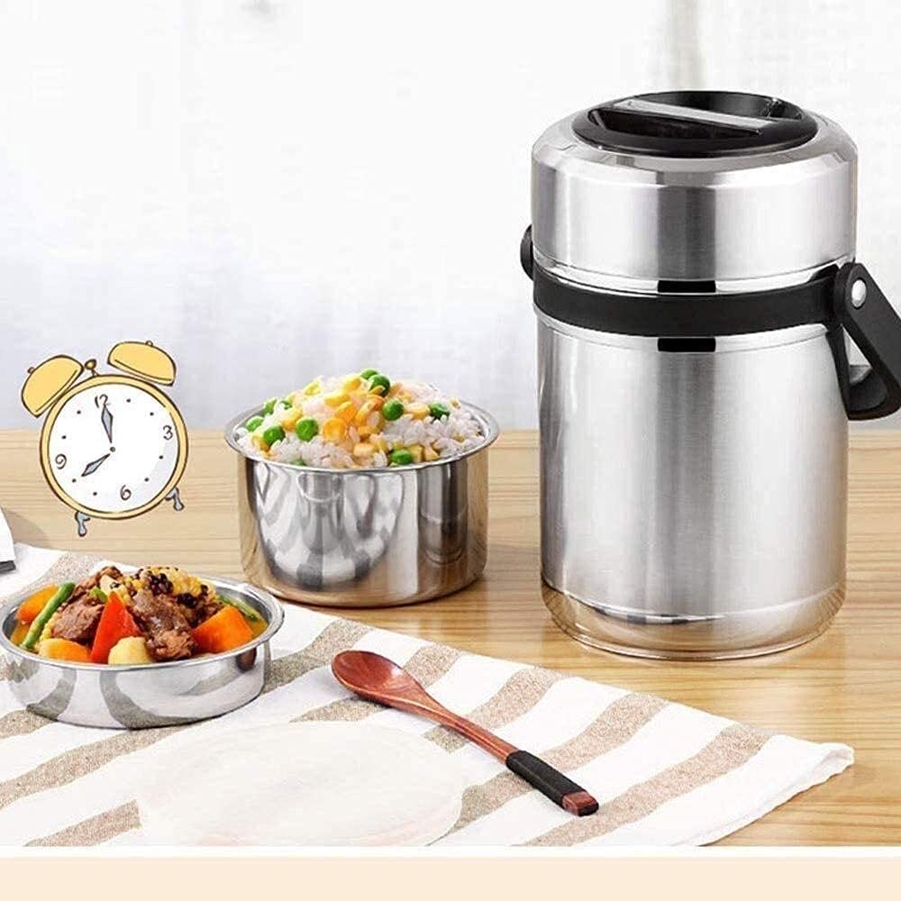 Bento, fiambrera a prueba de fugas sin BPA, fiambrera con aislamiento térmico de 3 niveles, fiambrera Bento al vacío, contenedor de almacenamiento de acero inoxidable 304, mantiene el calor durante 6