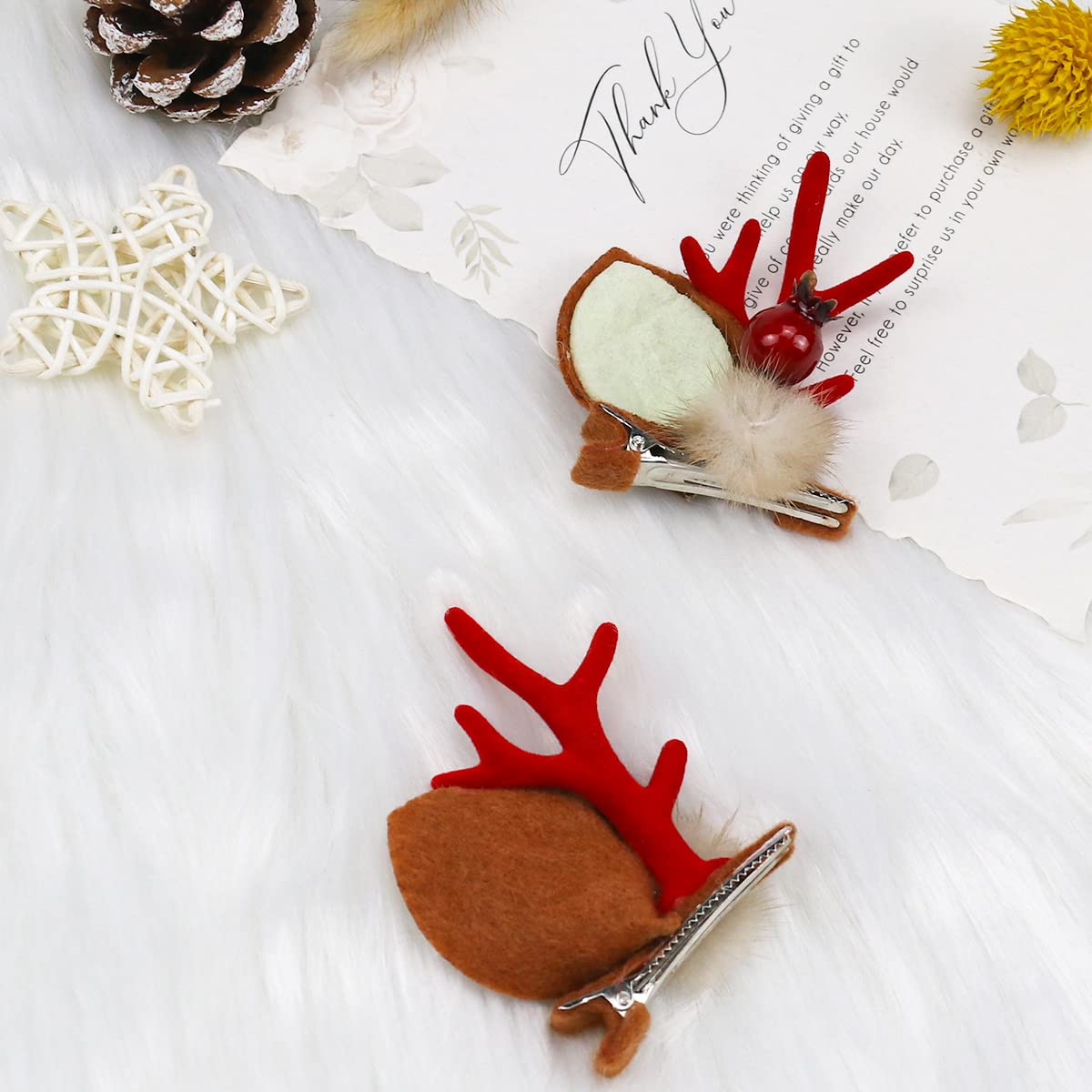 Set 3 Pinzas Pelo Navidad - Orejas De Reno Con Cuernos, Diademas Para Mujeres Y Niñas, Accesorios Festivos