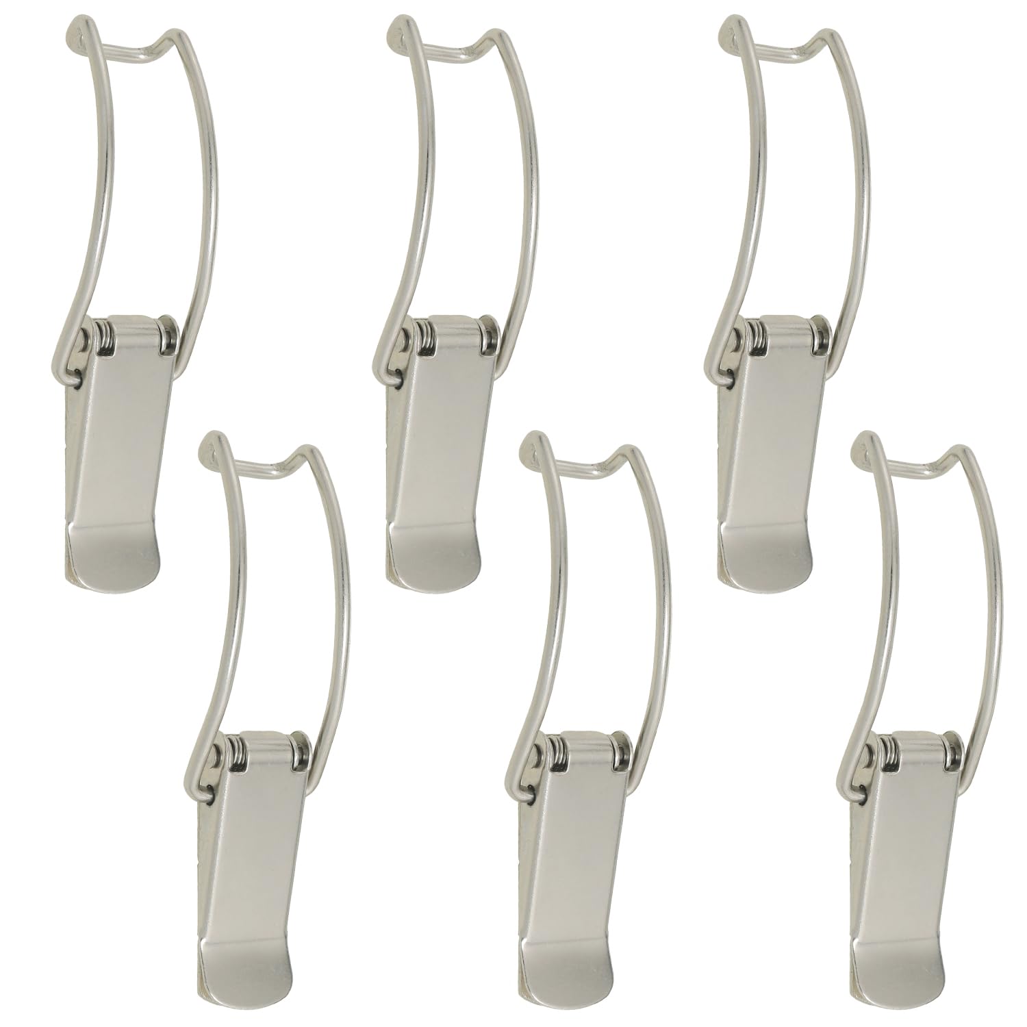 6PCS Stainless Steel Spring Hasp Small H-115A Without Locking Buckle Duckbill Metal Hasp for Tool Box Drawer Chest Box Wooden Cabinet Door