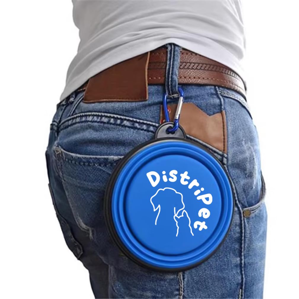 Bebedero Perro Plegable, 2 uds de Cuenco Portátil. Capacidad de 350 ml Cada uno. Incluye Cepillo para Peinar y Masajear y mosquetón para Viaje. Libre de BPA es Seguro para Perros.