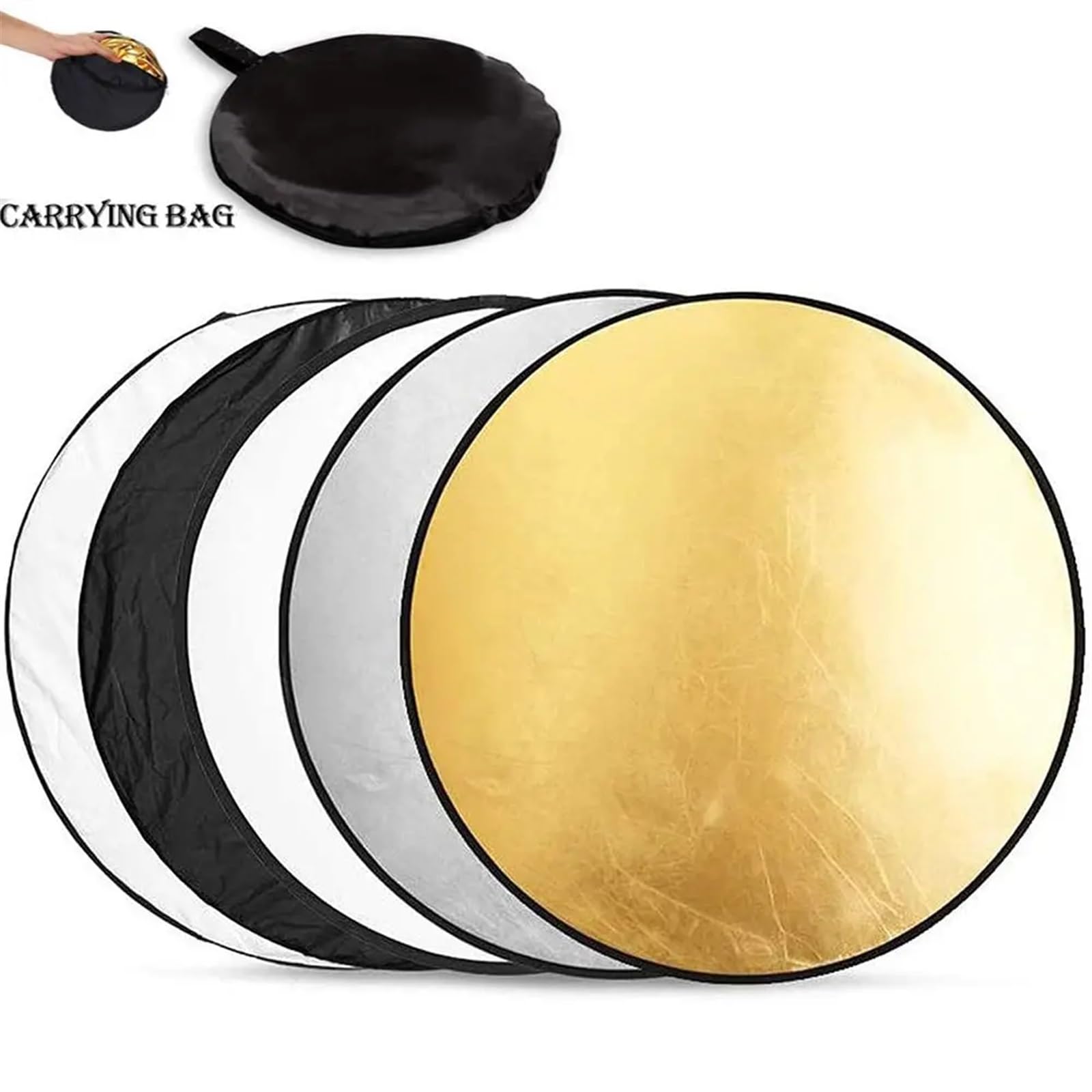 Fotografía del Reflector, Reflector de Fotografía 5 en 1 Plegable Redondo Multicolor 30-110cm(110cm)