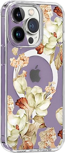Miniatura 6 de Funda Magsafe para iPhone 1212 Pro, diseño floral delgado lindo a prueba de golpes duro PC+TPU parachoques flor mujeres cubierta magnética