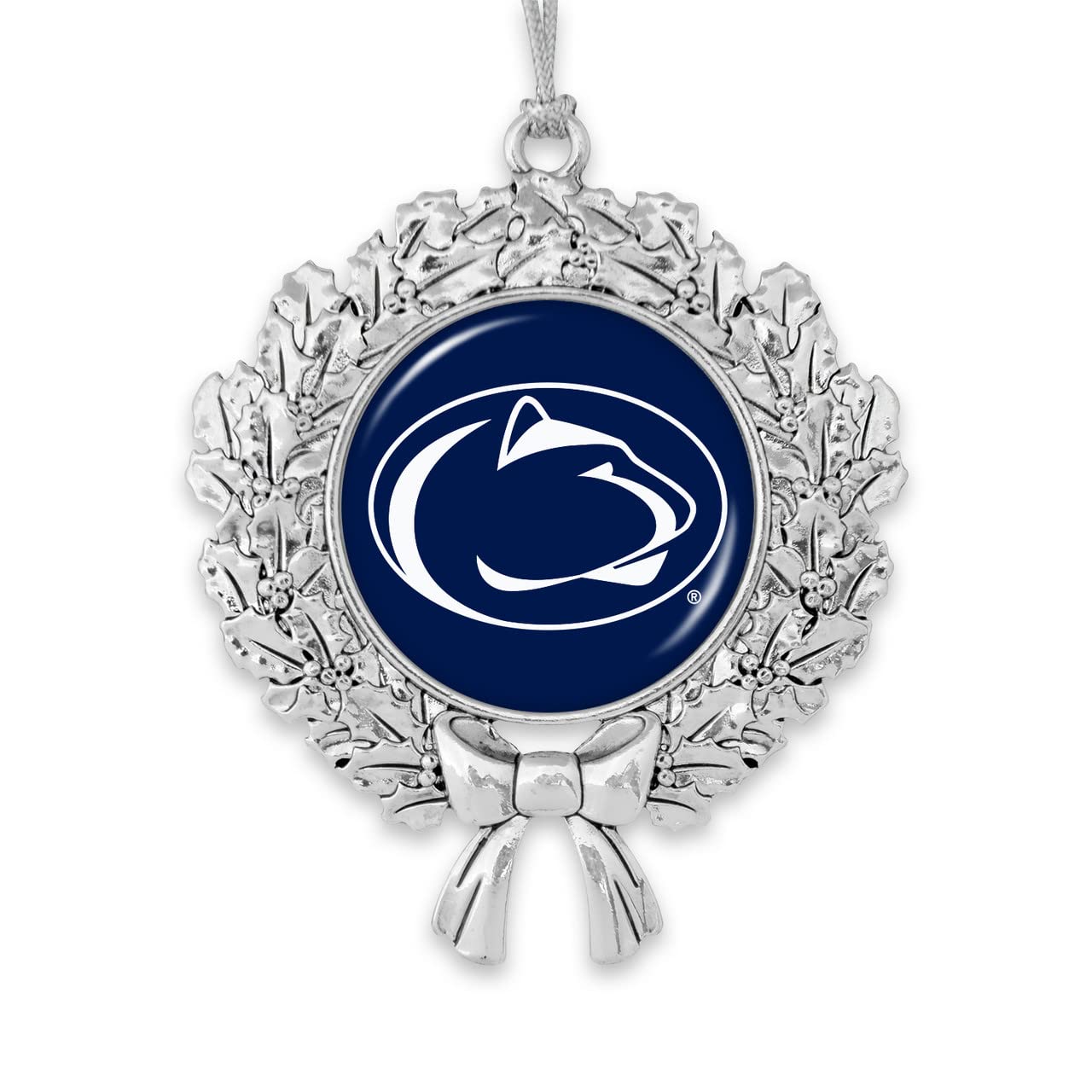 From the Heart Enterprises Penn State Wreath with Team Logo Silver Metal Christmas Ornament Gift Tree Decoration PSU