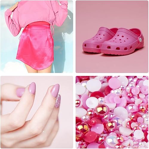 Miniatura 6 de TANOSII Perlas y diamantes de imitación de parte trasera plana de 1.98 oz de 0.196 a 0.394 pulgadas, mezcla de perlas semicirculares, diamantes de