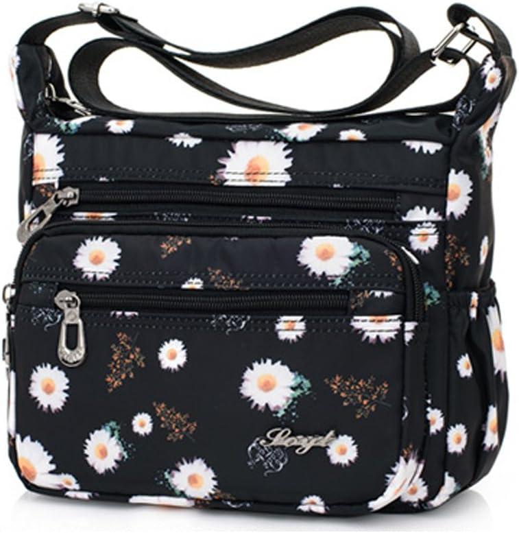 Artwell Flower Crossbody Bags for Women Shoulder Bag Multi-Pocket Messenger Bag Purse with Adjustable Long Strap (Sunflower)