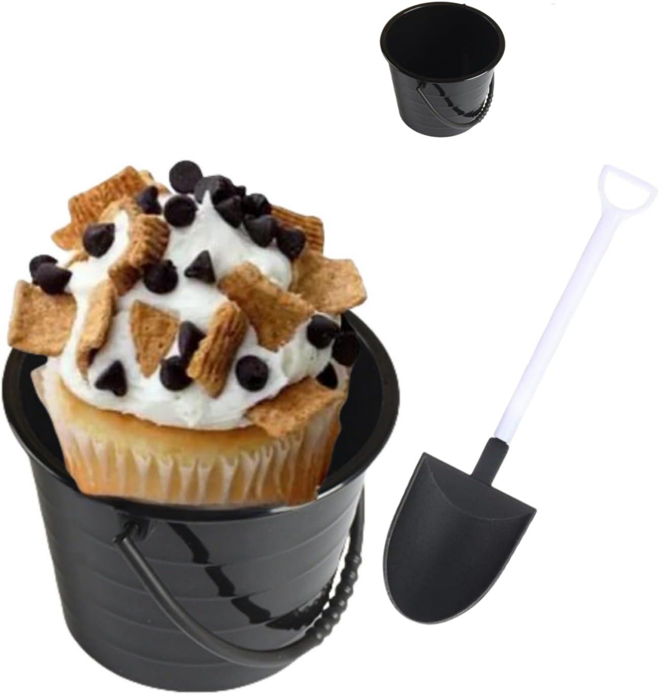 40 Set Plastic Dessert Cups with Shovel Spoons, 5.7 oz Mini Bucket Ice Cream Cup for Birthday Party Supplies，Reusable,DIY Baking, Ice Cream, Cupcakes and Mousse