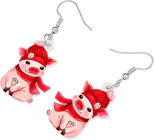 Fun Pig Stud Earrings Three-DimenSional Piggy Dangle Earrings Ear Ornament Pig D