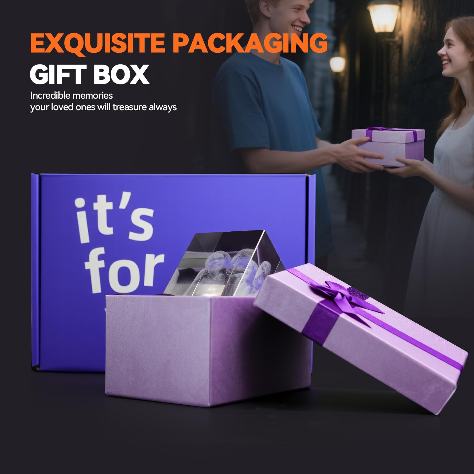 Personalisierter 3D Kristall-Bilderrahmen, 3D Glasfoto Personalisiertes Geschenk mit Ihrem Eigenen Foto für Frauen, Ehefrau, Männer, Mutter, Geburtstag, Hochzeitsgeschenk, Valentinstag, Weihnachten