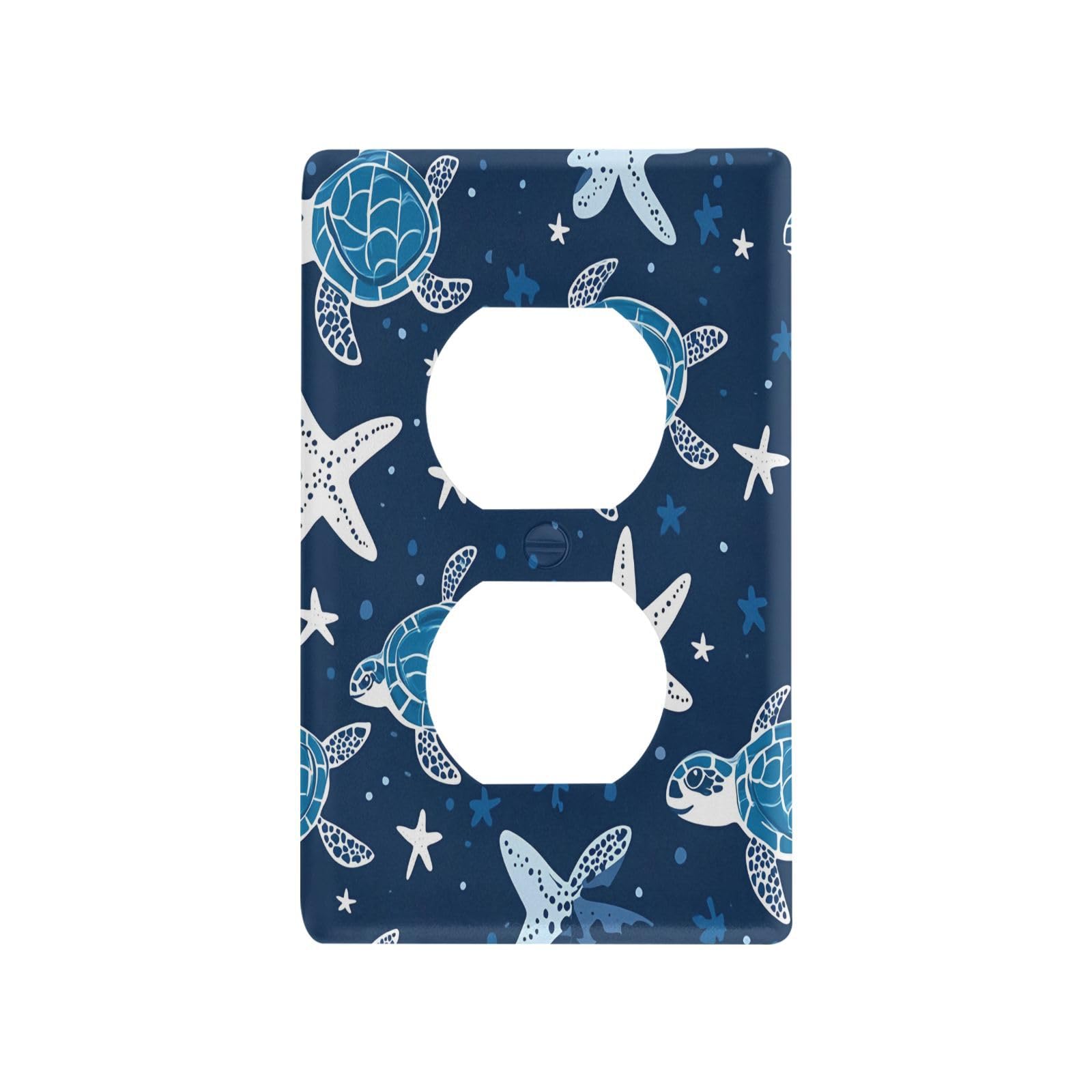 BOESI Doodle Turtle and Star Light Switch Cover Trim, Switch Panel Trim, Receptacle Cover, Double Receptacle Receptacle Cover, 4.53 * 2.76 inches