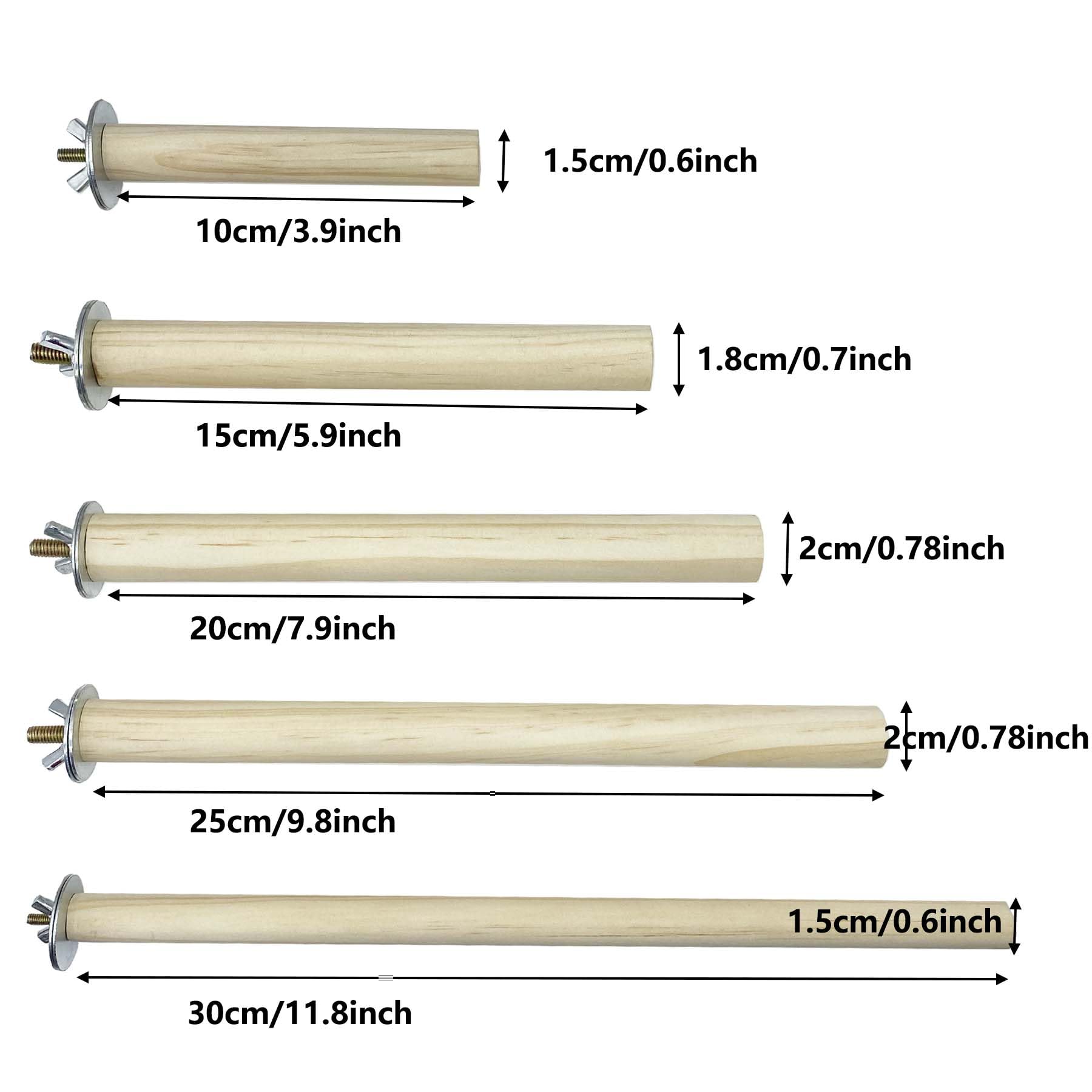 Allazone 7 PCS Perchoirs en Bois pour Oiseau, Branches en Bois pour Cage à Oiseaux, Perchoirs Naturels pour Perroquets, Calopsittes, Canaris - 3
