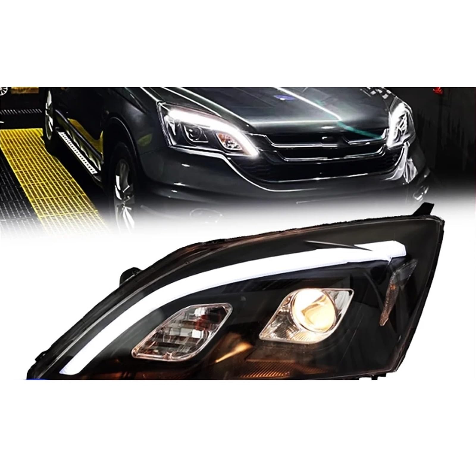 Faro Anteriore per Auto 2007-2011 Fari CRV DRL Indicatore di direzione Buon Fascio Angel Eye Lente proiettore Faro Anteriore Gruppo Faro Auto
