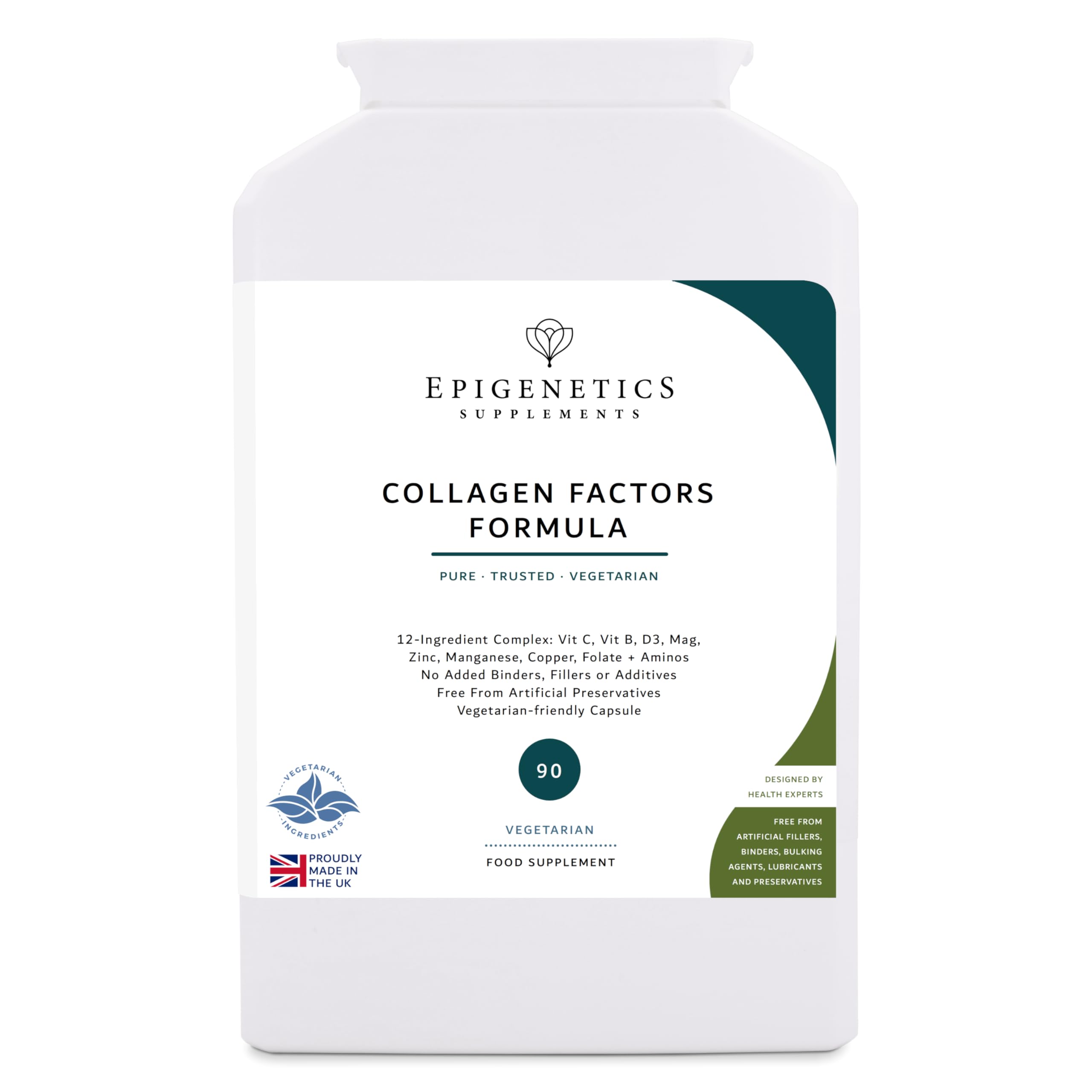 Collagen Formula | Vitamin C, Amino Acids, Folic Acid & Minerals | Boost Collagen Naturally | 90 Vegetarian Capsules UK Made | 1 Capsule Daily (3 Month Supply)