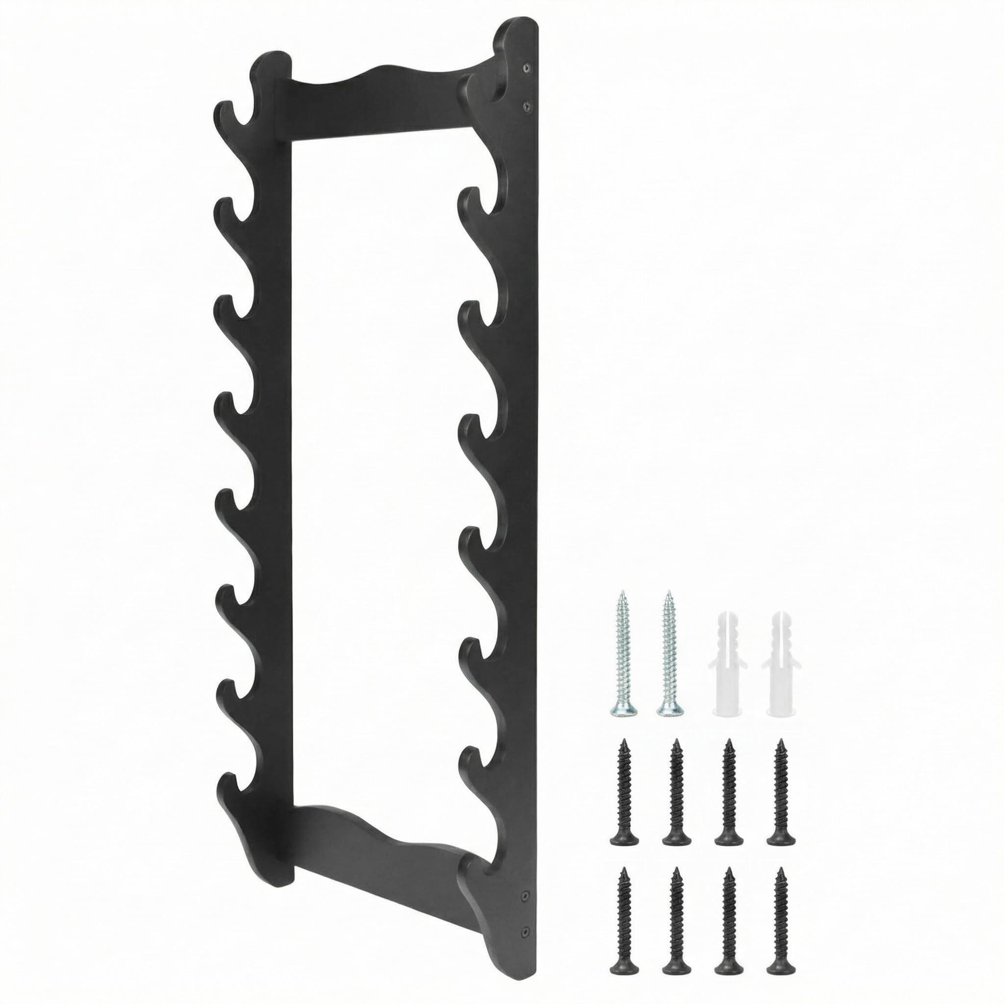 QWORK Soporte de espada de 8 niveles, soporte Katana, soporte de pared Katana, espadas, cañas de pescar y flautas