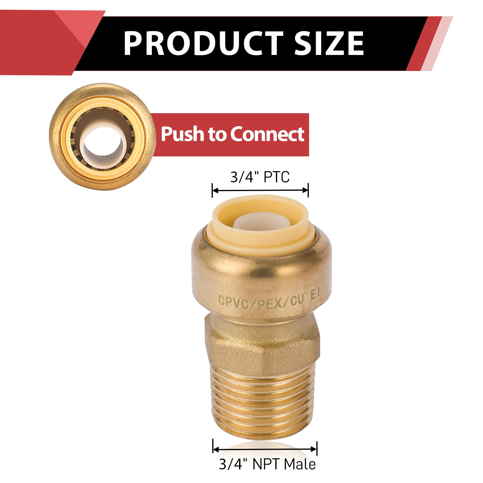 Tuyau Flexible Pour Chauffe-eau – Vanne Push-fit EFIELD, 3/4x3/4 FIP, 18 Pouces, Laiton Brossé
