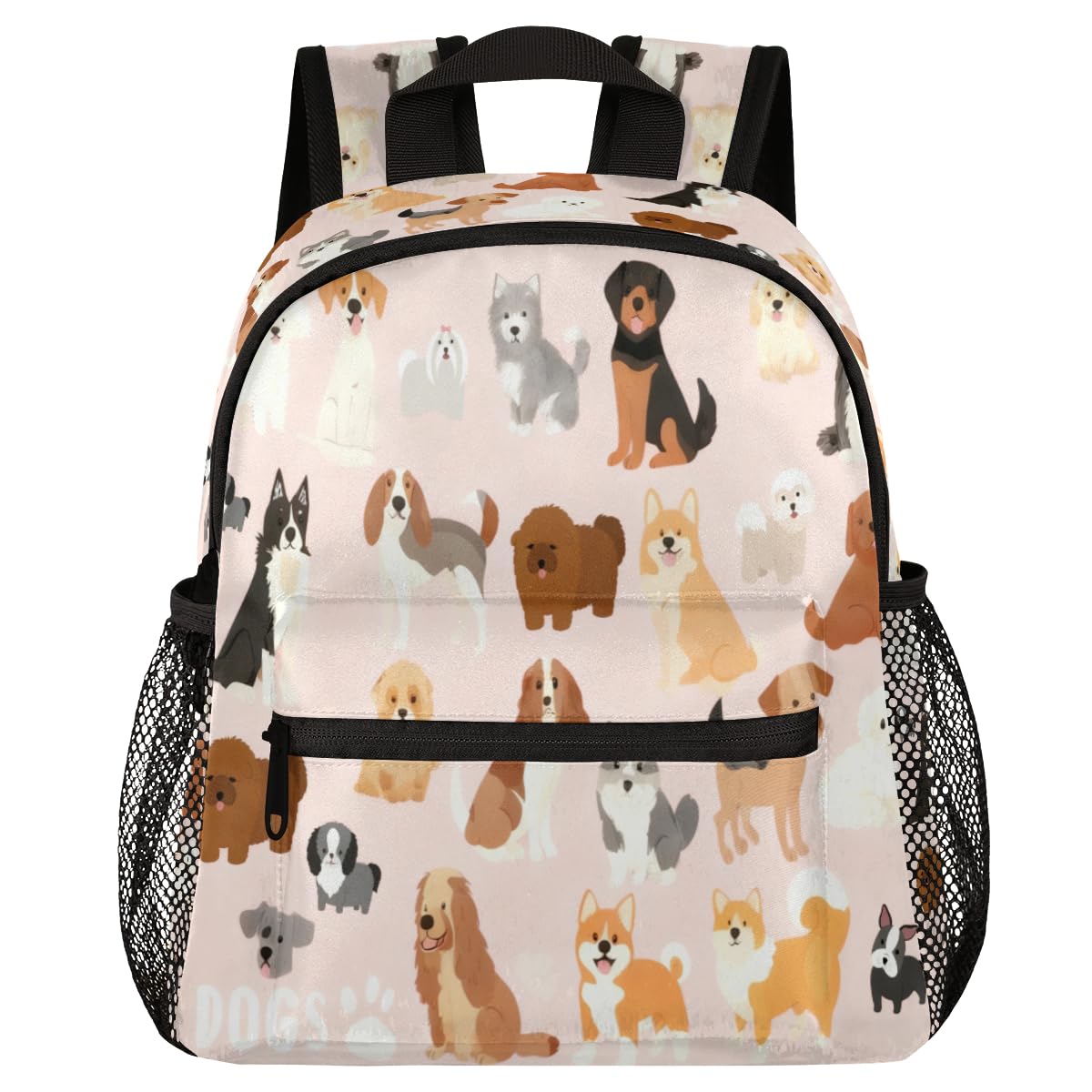 cfpolar Dogs Backpack for Kids, Cute Dogs Pink Lightweight Waterproof Toddler Backpacks for Boys Girls, Perfect for Preschool Nursery Kindergarten