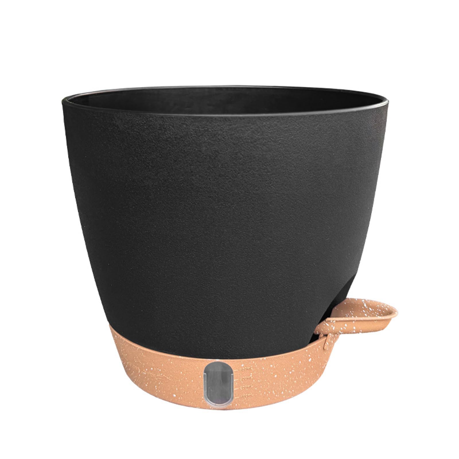 JORCEDI 25cm, 20cm, 15cm Plastic Plant Pots, 2 Pack Flower Pots with Drainage Holes and Saucers, Indoor Outdoor Planters Garden Planters (Black,20cm)