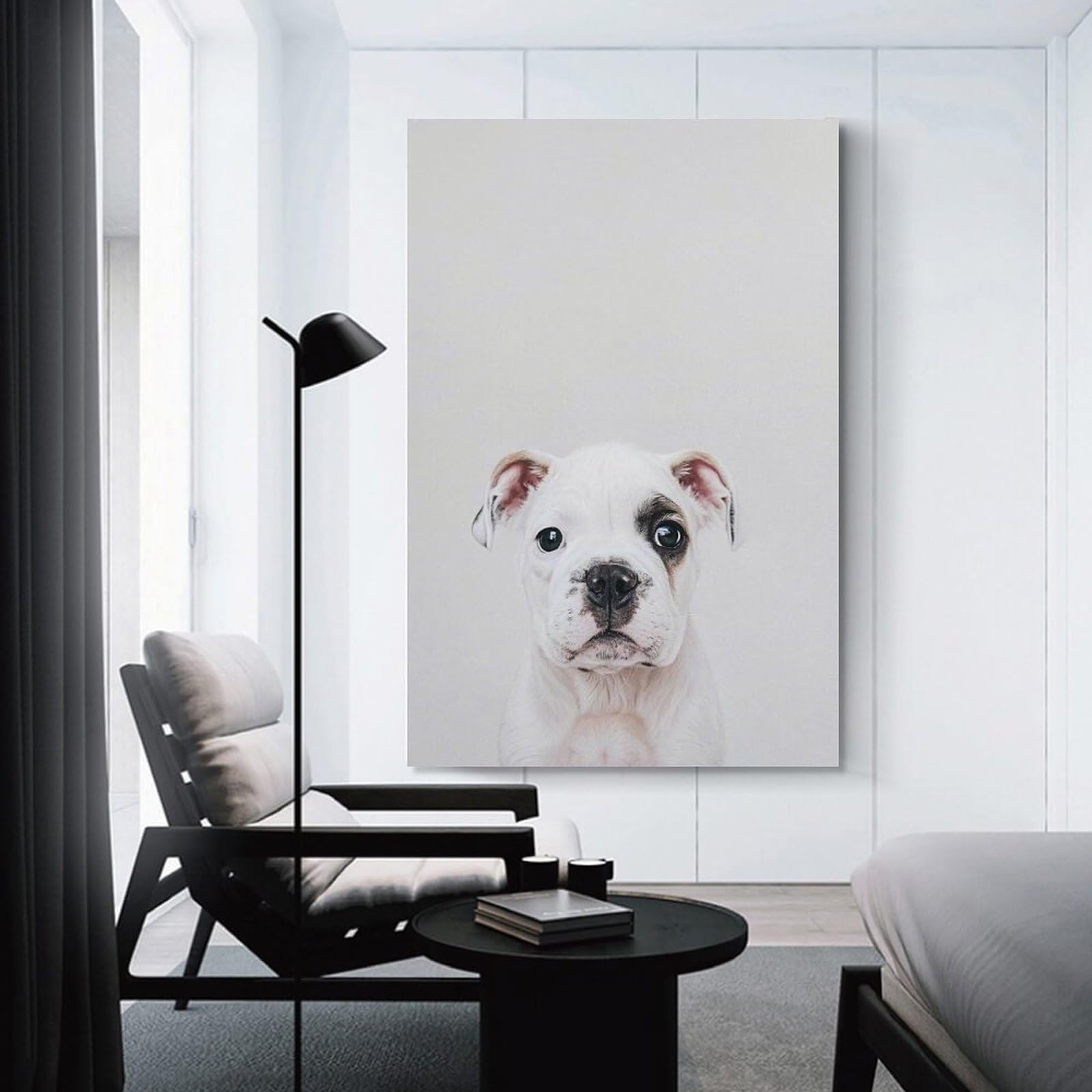 Junmoney Cute Baby Bulldog Wall Decor Canvas Print, 24x36inch(60x90cm), for Wall Displays, Bedrooms Or Room Updates, Wall Decor Suited to Curated Displays