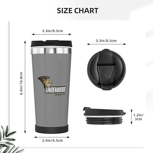 Miniatura 5 de Parndeok Lindenwood University - Taza de café con logotipo de la universidad vaso de acero inoxidable con doble aislamiento al vacío taza de viaje