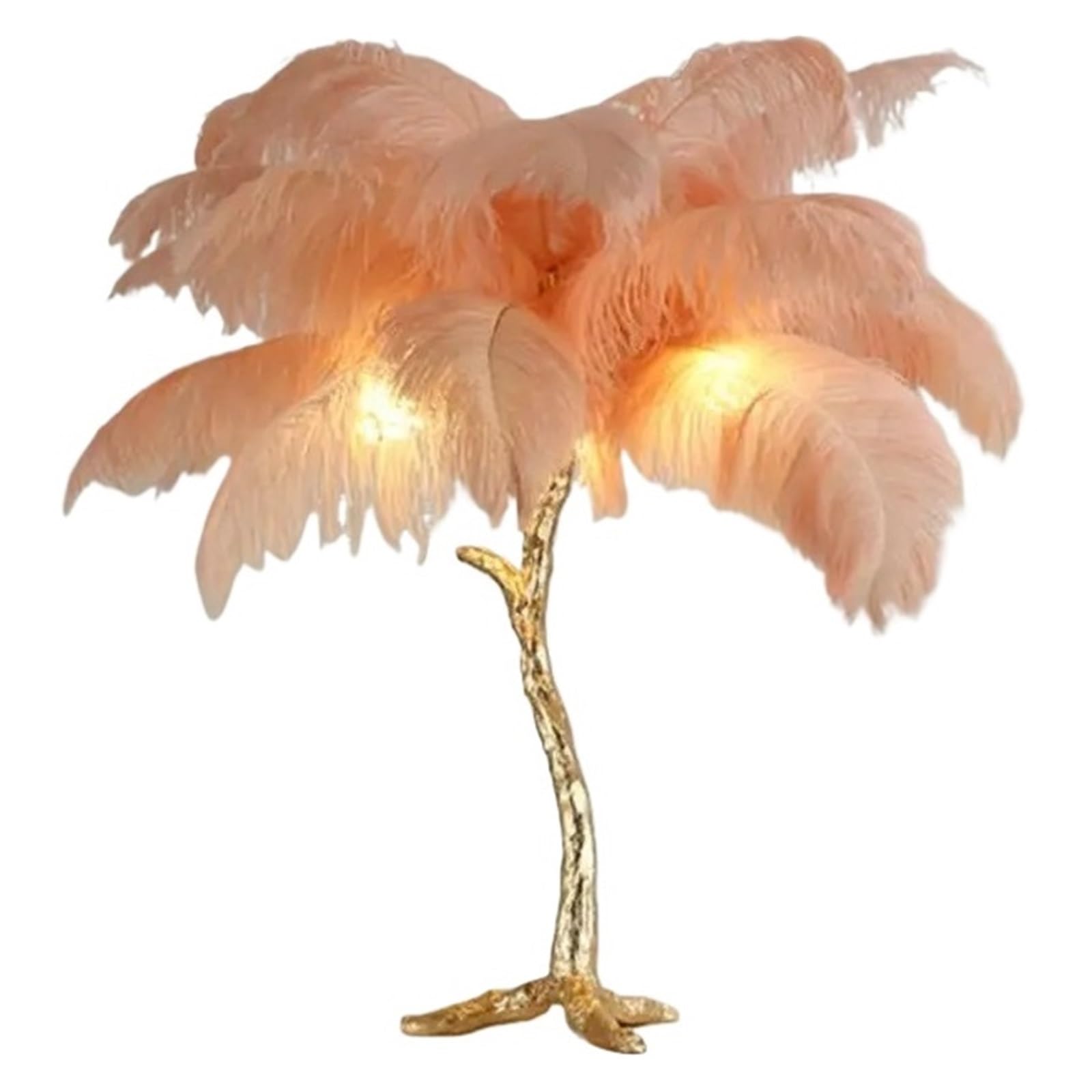 SMTYXS Nordic Luxury Ostrich Feather LED Table Lamp Living Room Bedside Desk Indoor Lighting Floor Light Deco Elegant Luxurious(Orange,H60cm 28 Feathers)