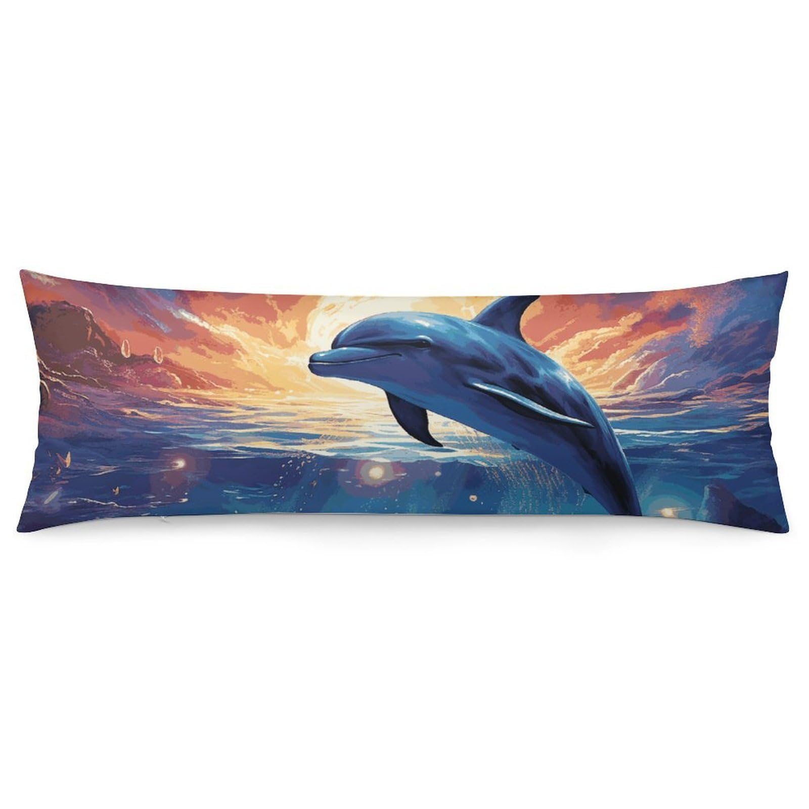 2 Pack Pillow Cases for Hair and Skin, Soft Breathable Pillow Case Covers with Hidden Zipper, Colorful Starry Sky Ocean Dolphin Pillowcase 20"x54" Pillow Covers for Sleeping Gift