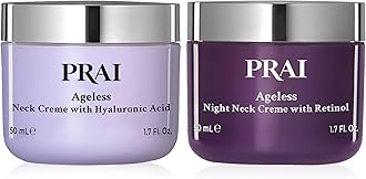 PRAI Beauty Ageless Day and Night Neck Creme Set | 1 Throat & Decolletage Day Creme and 1 Throat & Decolletage Night Creme | Skin Tightening Cream Set for Instantly Ageless Neck | 1.7 Oz Each