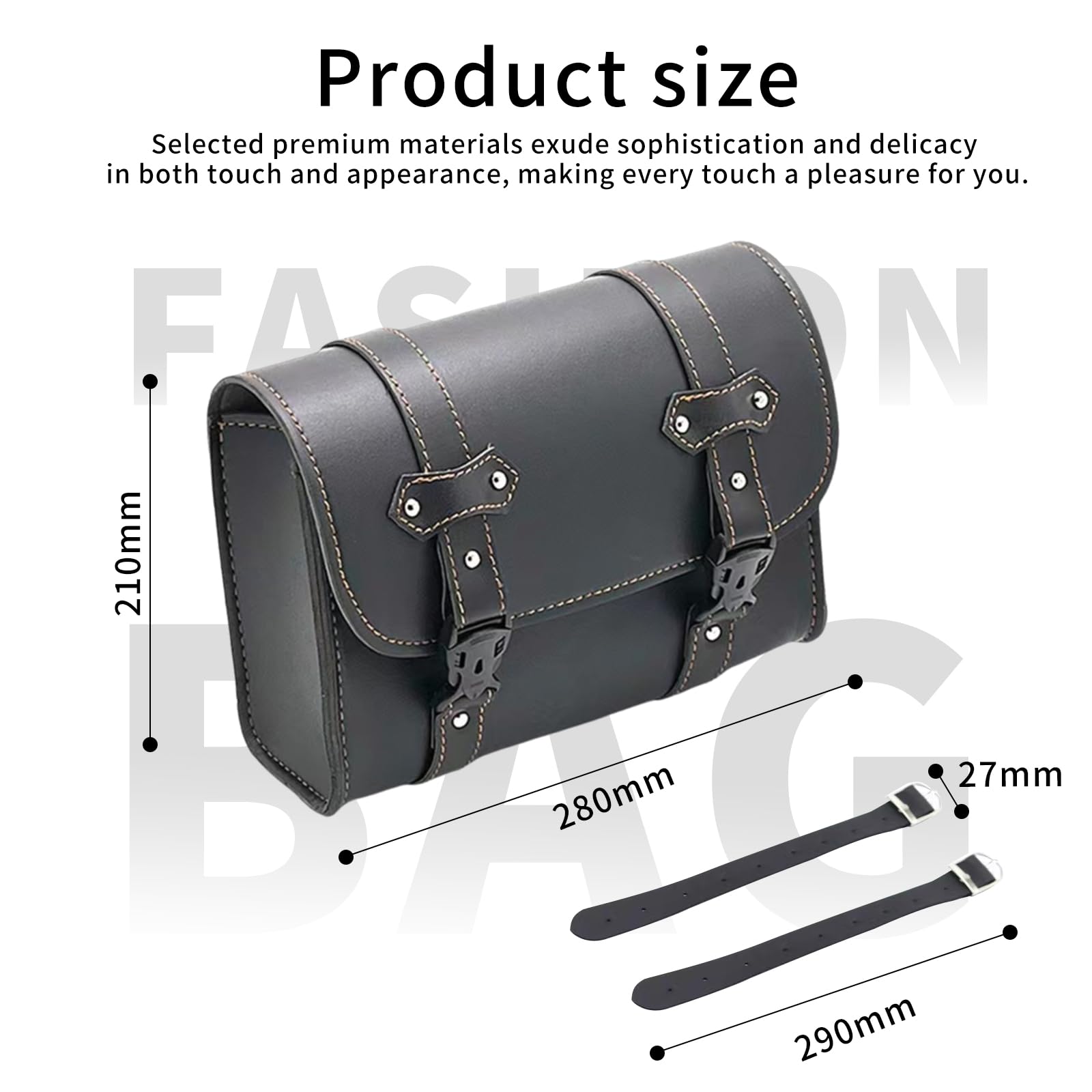Raysark Motorcycle Saddlebag Vintage Leather Bike Tool Storage Bag Cycling Riding Waterproof Bags (Black-Large)