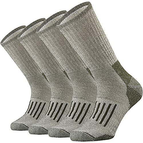 Sox Town Men's Merino Wool Moisture Control For Outdoor Hiking Trekking Thermal Warm All Season Heavy Cushion Crew Socks (Green L) #TOP24