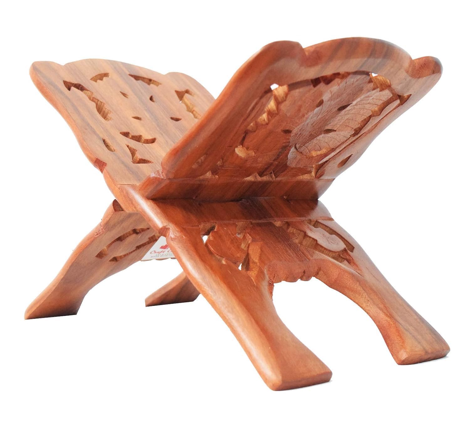Traditional Foldable Book Stand/Holder/Rest/Keep Rehal for Home Temple, Work Space, Religious Places (Sheesham, 12 Inches)-image-5