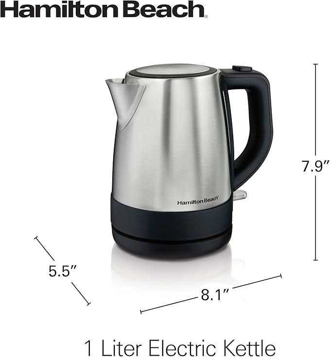 Hervidor Eléctrico Hamilton Beach 1 L Acero Inoxidable 40998 miniatura 2