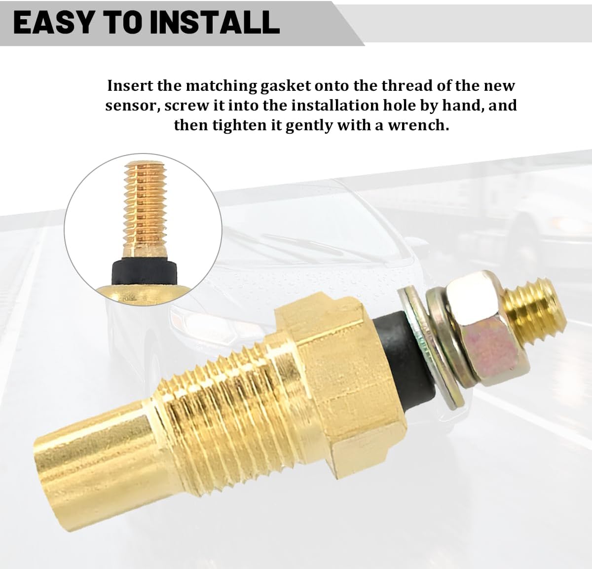 Car Engine Coolant Temperature Sensor, 1/8 NPT Vehicle Engine Electric Coolant Temp Water Sensor, Automotive Replacement Accessories, Universal for Automobile RV Truck