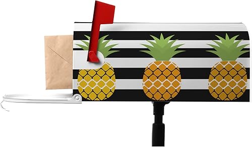 Funda magnética para buzón de correo estándar, con tres piñas, para decoración de jardín, patio, 21 pulgadas de largo x 18 pulgadas de ancho, frutas