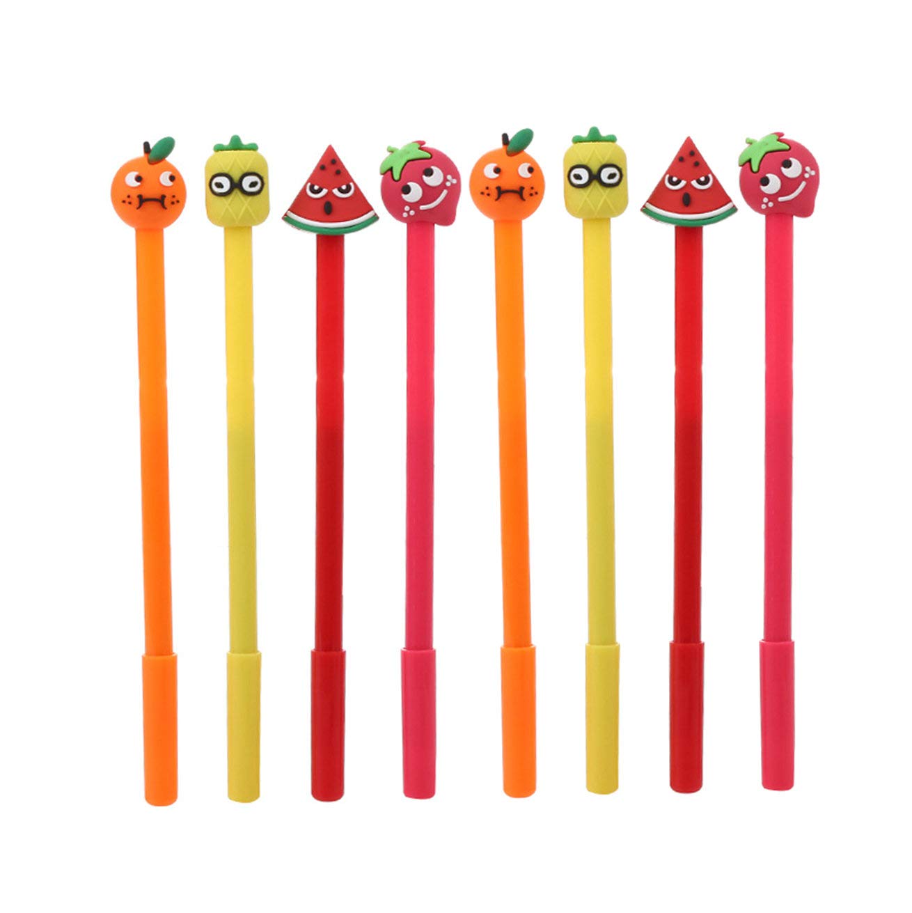 Fashion Cute Colorful Kawaii Lovely Cartoon Novelty Creative Lollipop Fruits Watermelon pineapple orange strawberry Gel Ball Pens Office School Supply Stationery(8PCS)