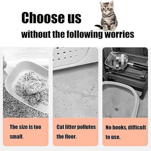 Miniatura 3 de Cuchara de arena para gatos, tamiz grande de acero inoxidable con mango largo de madera, pala profunda para gatito, tamizado de excrementos,