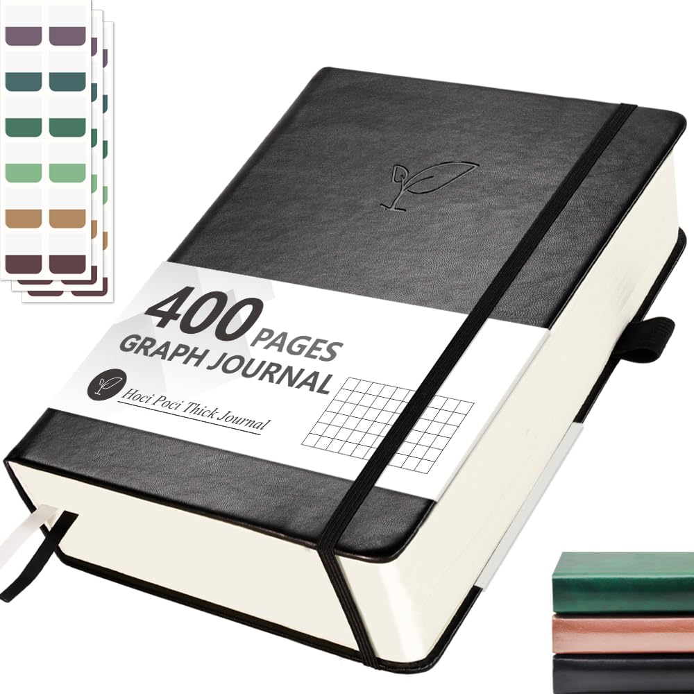 Notatnik w kratkę 400 stron, format A5, twarda okładka, 100 g/m², czarny