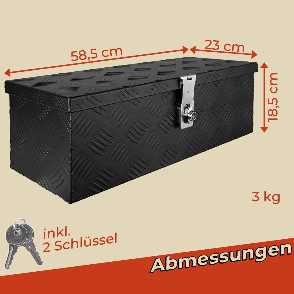Trucky Caja de Barra de Tiro Negro Caja de Herramientas Caja de Camión Caja de Aluminio Caja de Remolque con Tapa Bloqueable Caja de Transporte D025