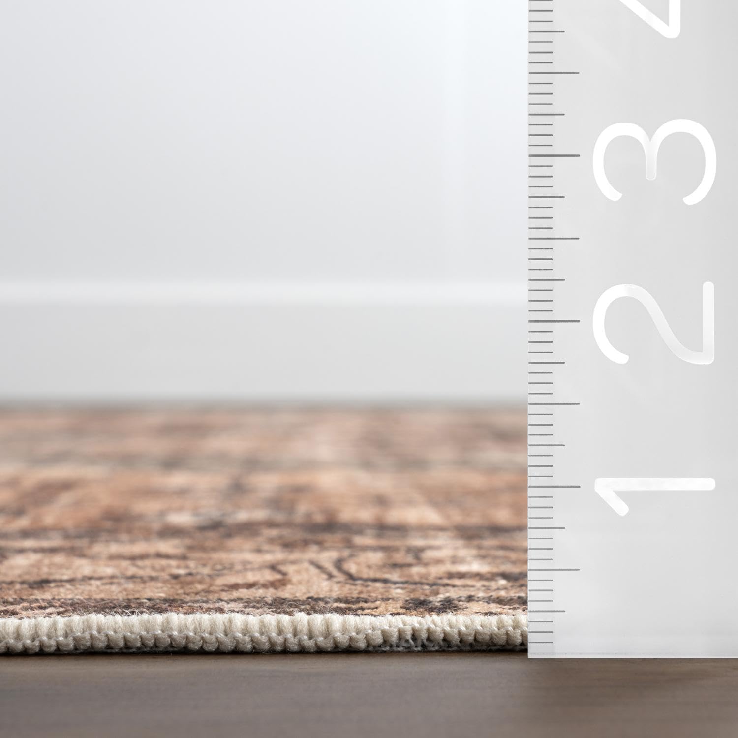 nuLOOM 4' x 6' Machine Washable Area Rug with Waterproof Spill Proof Surface, Non Slip Backing and Stain Resistant for Living Room, Bedroom, Kitchen, Dining Room, Karrigan Brown