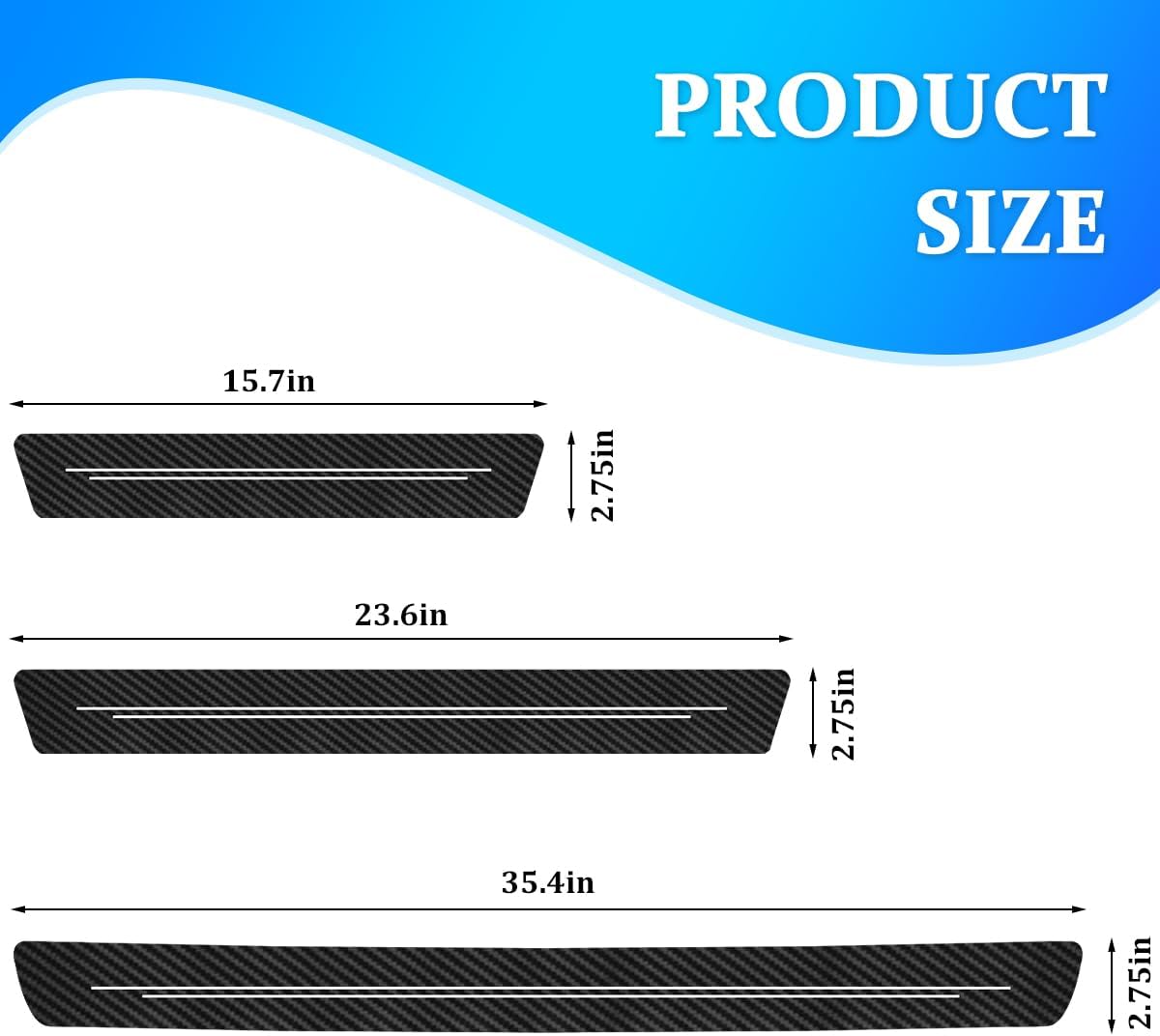 9PCS Car Door Sill Protector, Double Line Anti-Scratch Carbon Fiber Front & Rear Door Entry Scratch Protection Trim, Automotive Entry Trunk Guard Strips, Universal for Vehicles