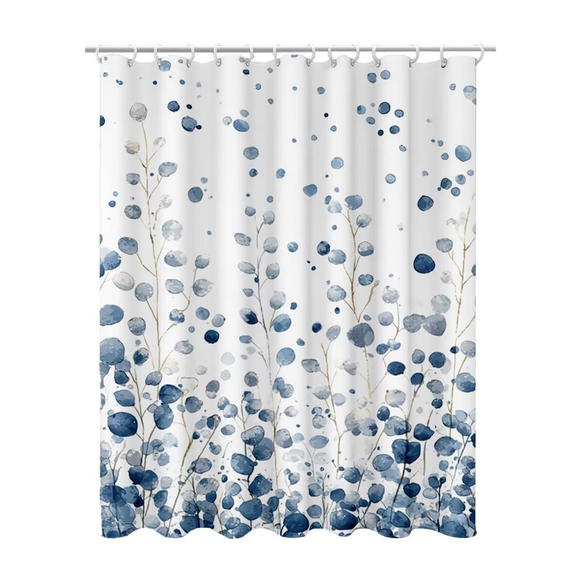 Rideau de douche rotin 180x200 cm blanc en tissu imperméable avec crochets