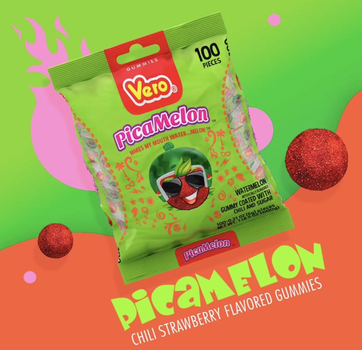 4pack Vero Pica Gomas Strawberry,mango,watermelon,tamarind
