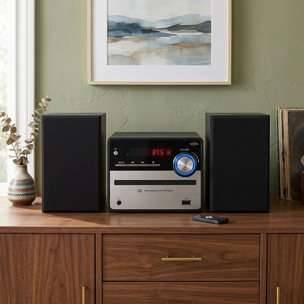 Chaîne HiFi Bluetooth 5.0 Lecteur CD MP3 USB FM 2x25W Noir CH37-BTH + Clé USB 32 Go