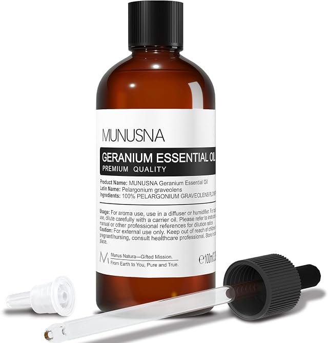 Geranium Essential Oil, Aromatherapy Oil for Diffuser, Skin Care
