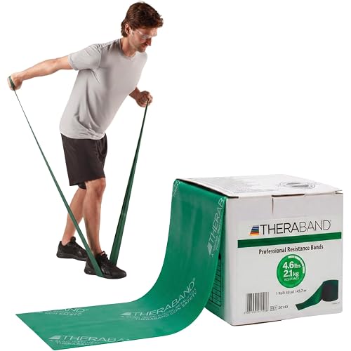 THERABAND Resistance Band, Green, Heavy, 50-Yard Roll, Latex, Elastic Band for Exercise, Physical Therapy, Yoga, Pilates, Stretching, Home Workouts, Cut-to-Length, Color-Coded Levels