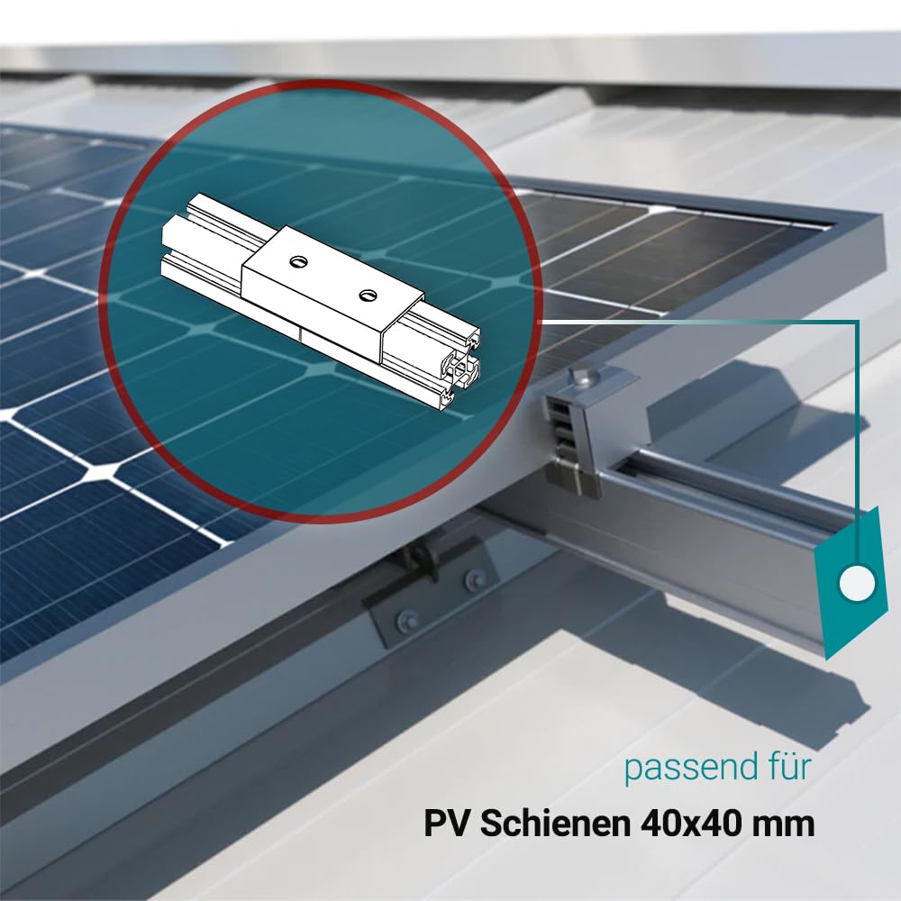 4 Connettori Per Pannelli Solari - In Alluminio, Per Profili 40x40mm, Fissaggio Impianto Fotovoltaico