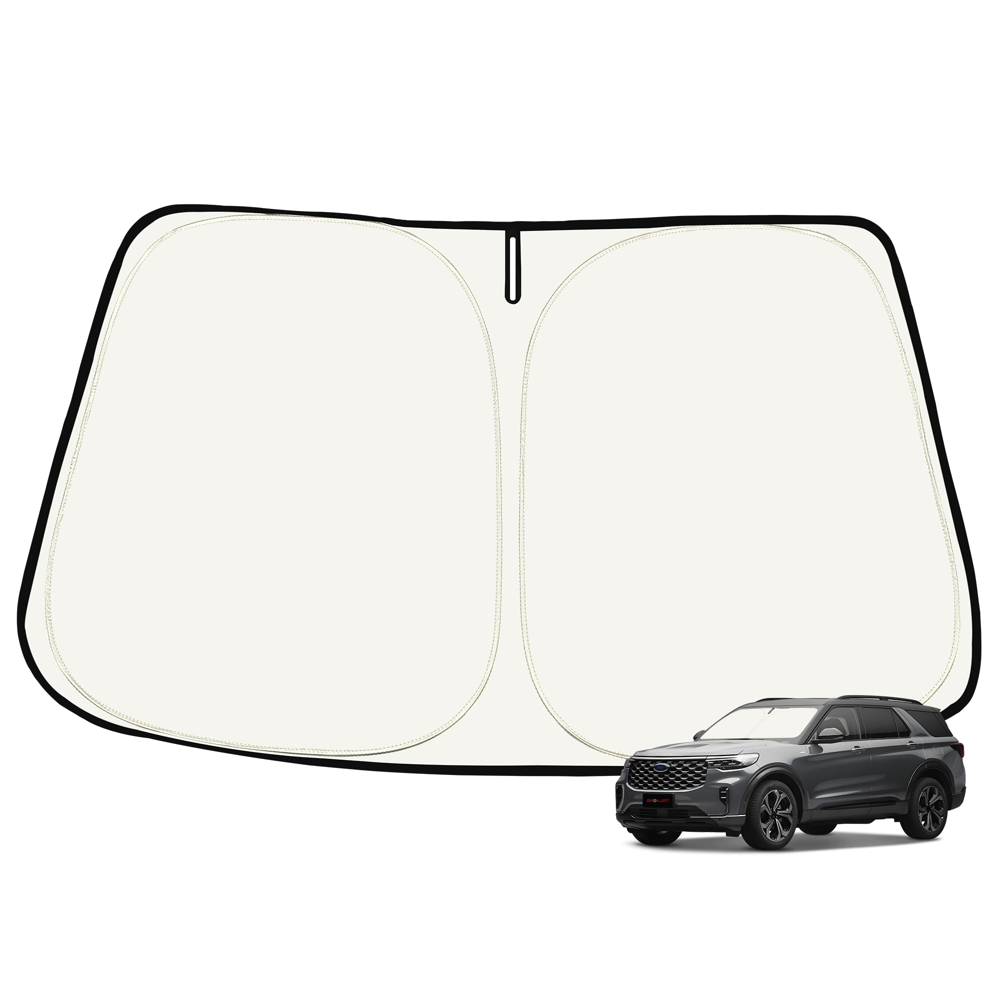 Custom Fit Windshield Sun Shade for Ford Explorer 2011-2019 - Full Coverage 210T Reflective Fabric Double-Layer Design -