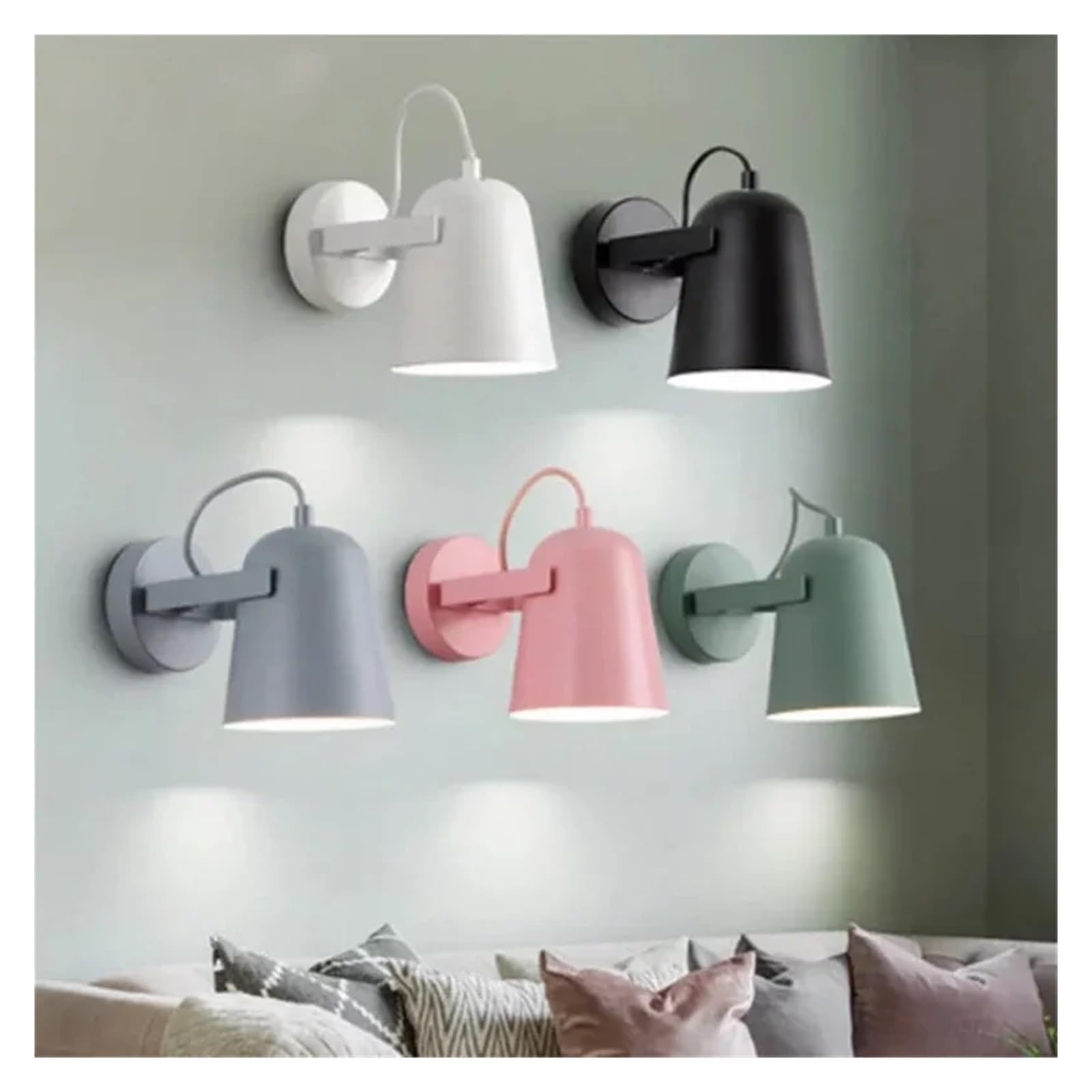 Oświetlenie obrazu, Nordic lampa dekoracyjna ścienna LED, kolorowa lampka nocna Macaron, tło schodów w korytarzach regulowane światło kinkiety oświetlenie dekoracyjne do domu(2700-3500K,Grey)