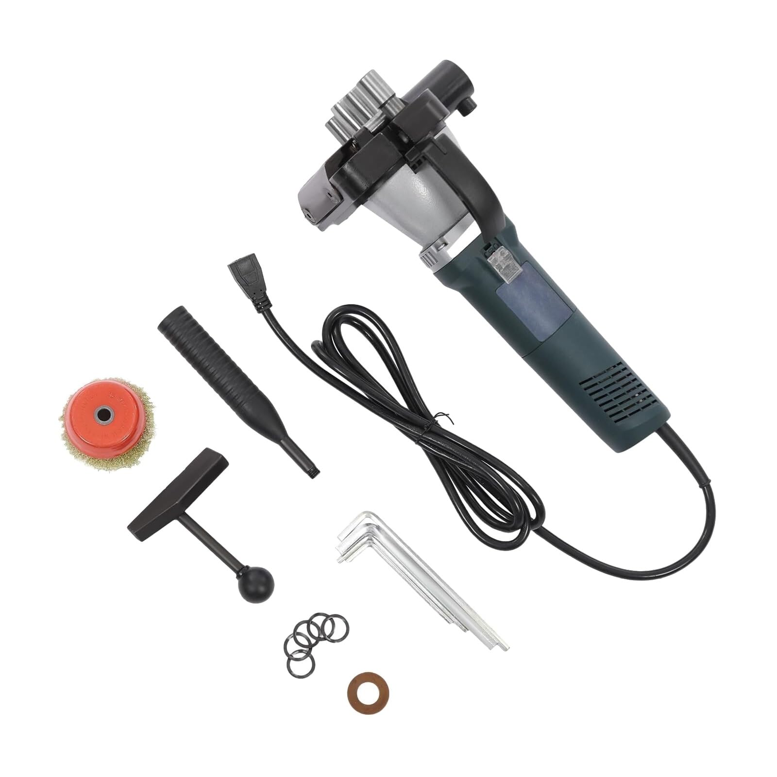 Máquina selladora de bordes de tuberías redondas y cuadradas, compactador de conductos de aire de 1400 W con caja de transporte, máquina prensadora de bordes de conductos eléctrica portátil(Thickness: