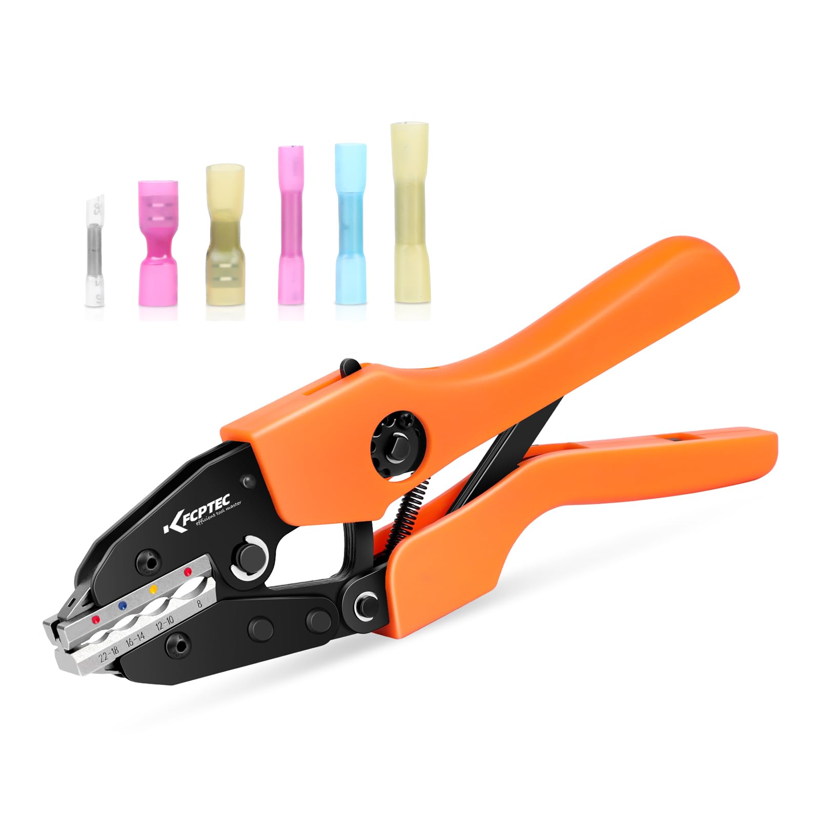 KF CPTEC Crimping Tool for Heat Shrink Connectors – Ratcheting Wire Crimper (AWG 22-8/0.5-8.0mm²) – Suitable for Electrical Repair, Automotive Wiring,