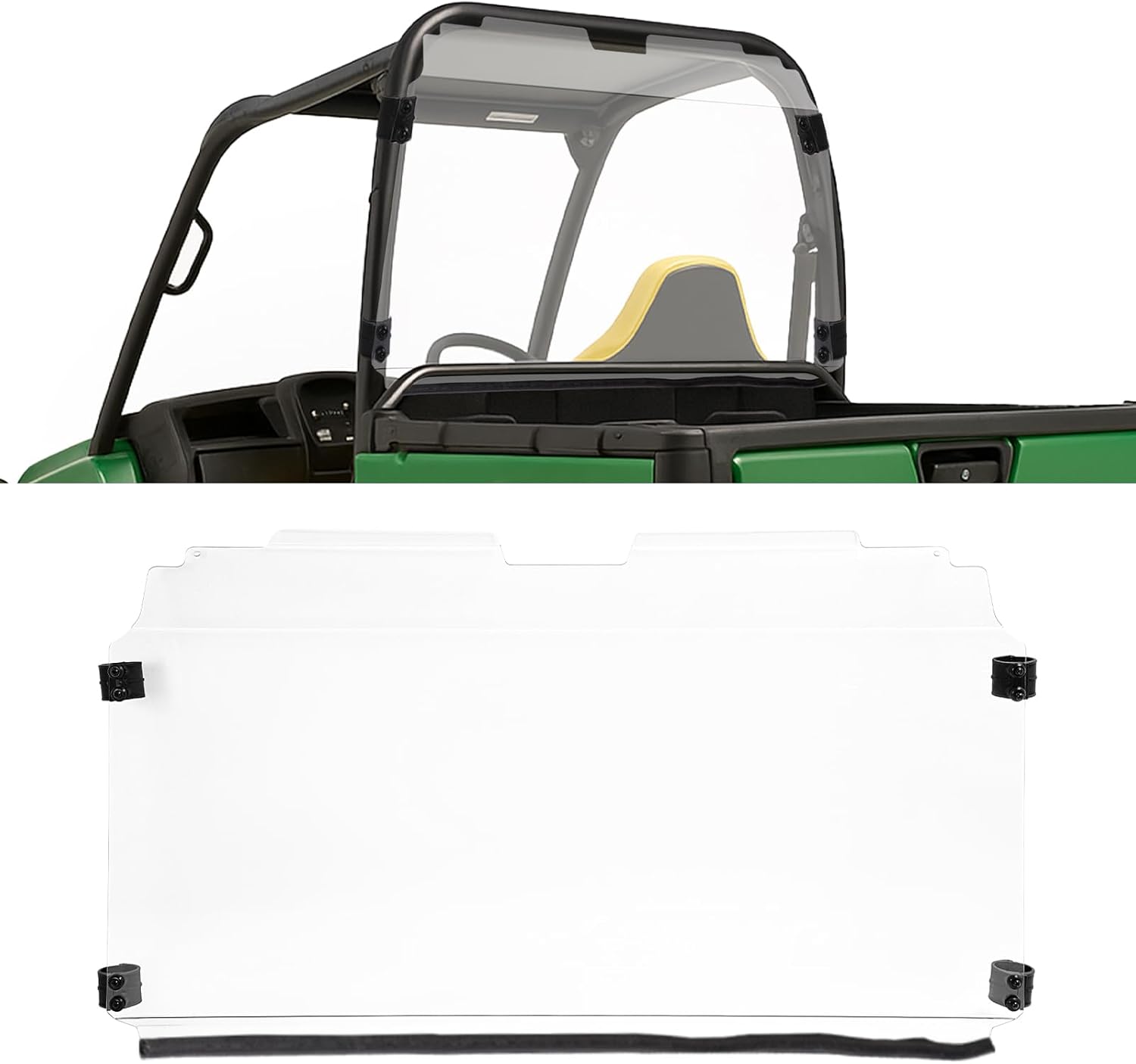 ECOTRIC Rear Windshield Compatible With 2012-2019 John Deere Gator XUV 550 560 590i 590E 590M RSX850i Sport Trail RSX860i, Not Fit S4 Clear PC Plastic UTV Windscreen