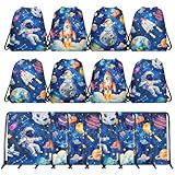 8 Stück Astronaut Muster Turnbeutel Rucksäcke, Mitgebsel Rucksack Wiederverwendbare Party Geschenkbeutel für Urlaub Geburtstag Partyzubehör